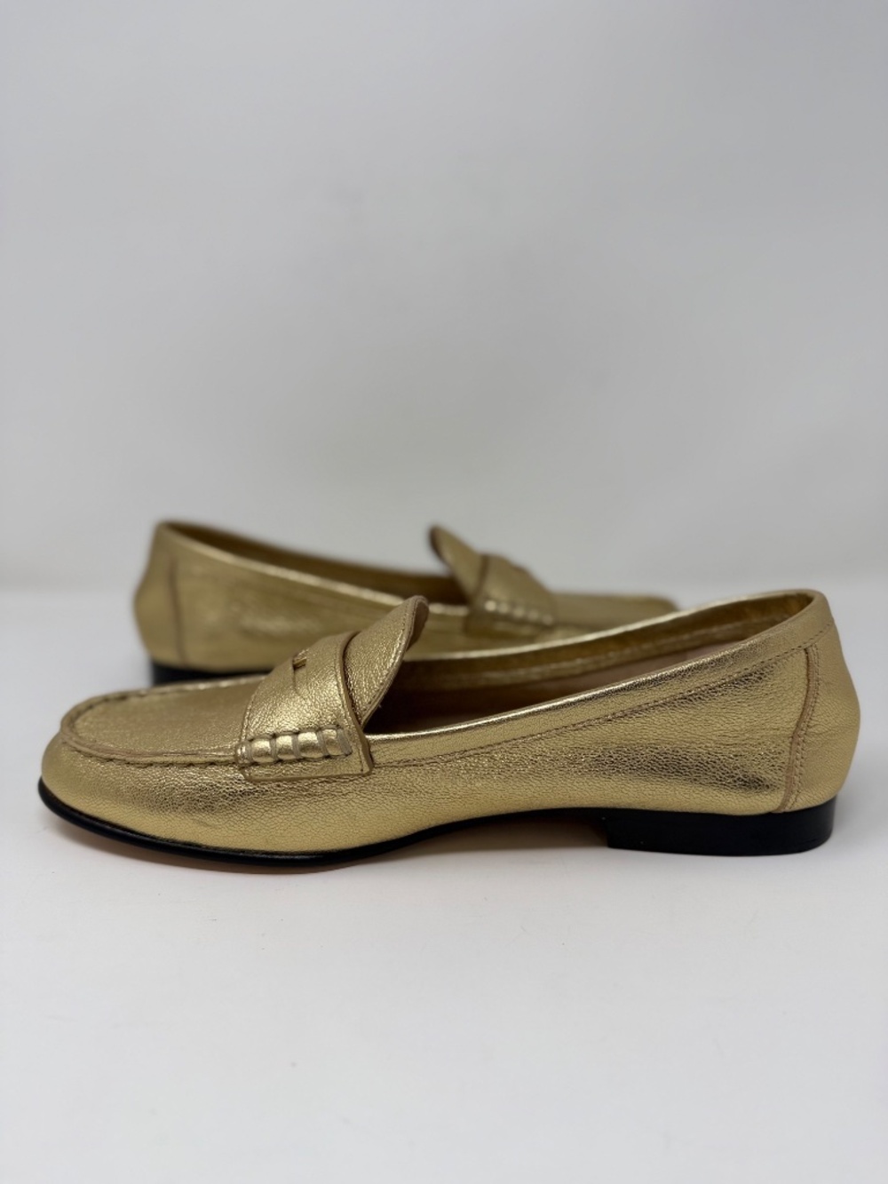 New Veronica Beard Penny Metallic Leather Loafer Gold Sz 9 - Picture 12 of 15